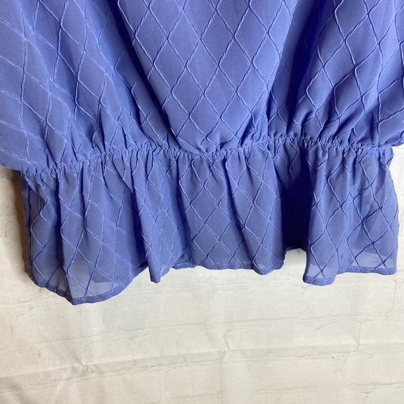 L. Love Blue Flutter Sleeve Blouse - Picture 4 of 7